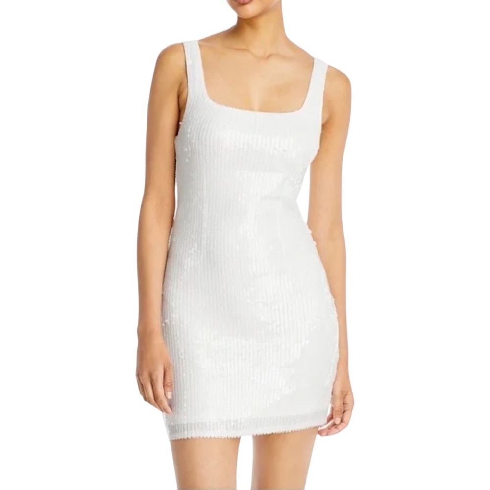 Aqua X Bloomingdale's White Sequin Mini Dress